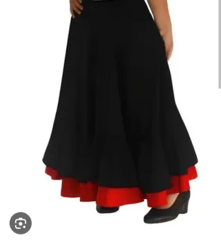 Falda flamenca ensayo niña negro y rojo talla 8_11