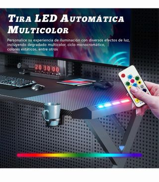 Mesa Gaming 120x60cm Negra y Multicolor