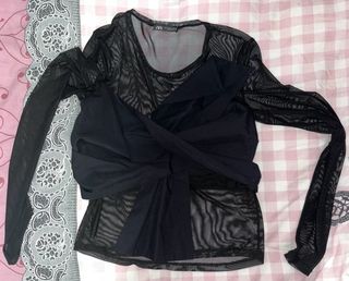 Camiseta Zara Malla Transparente Negra
