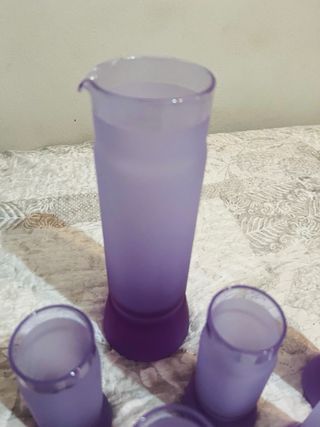 Set Caraffa + 6 Bicchieri Vetro Viola Satinato