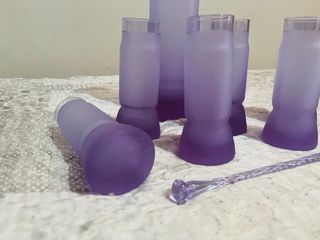 Set Caraffa + 6 Bicchieri Vetro Viola Satinato