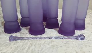 Set Caraffa + 6 Bicchieri Vetro Viola Satinato