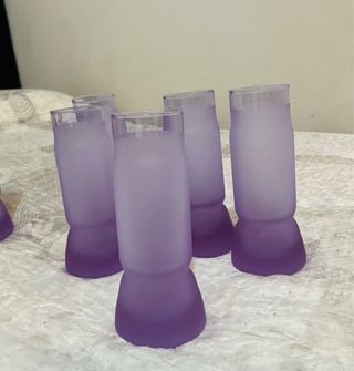 Set Caraffa + 6 Bicchieri Vetro Viola Satinato