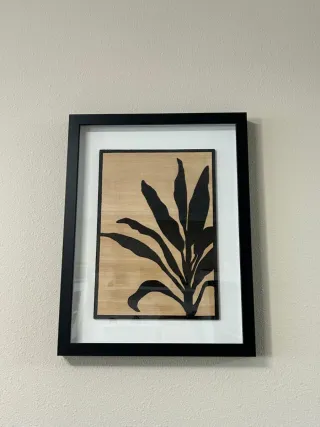 Cuadro pirograbado planta