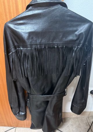 Casaco/Camisa Pele com Franjas e Cinto