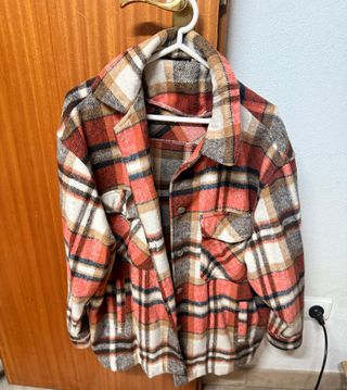 Camisa/casaco xadrez laranja e multicolor