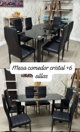 Tavolo in cristallo + 6 sedie in offerta bianco o nero