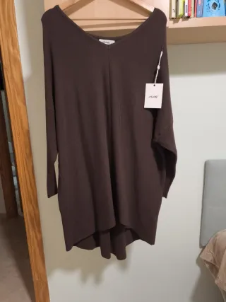 Jersey mujer marrón largo talla única