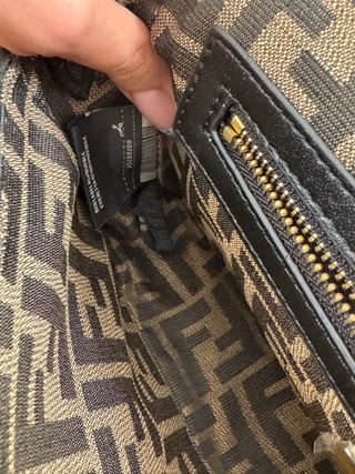 Borsa in tessuto vintage marrone e oro