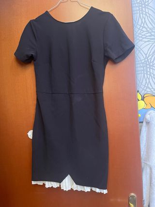 Abito donna nero con dettagli bianchi