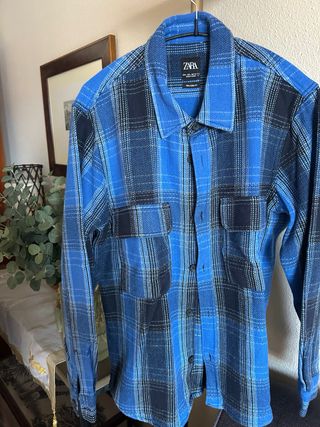 Sobrecamisa Zara Azul y Negra Talla L