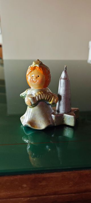 Angelo portacandele stella Natale resina feste