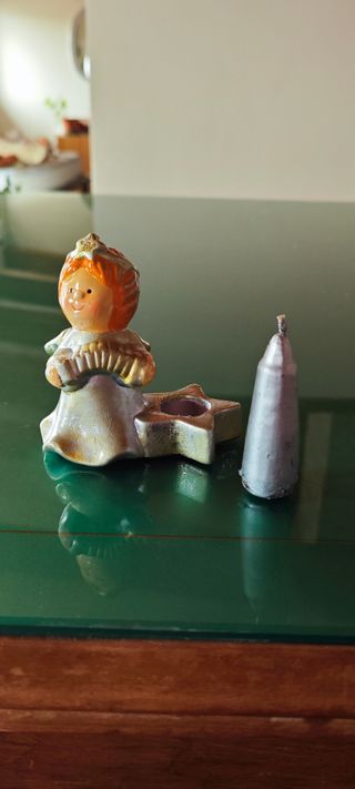 Angelo portacandele stella Natale resina feste