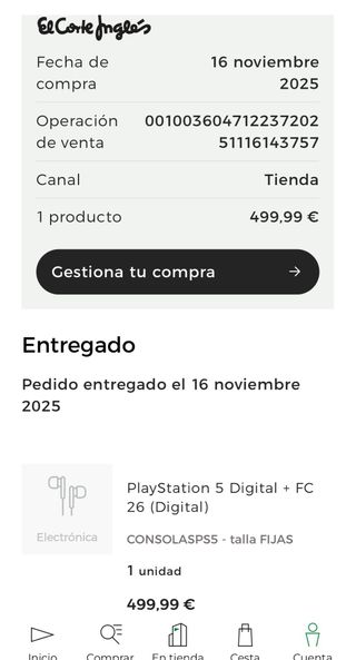 Consola PS5 Sony (1 mes de uso) caja, mando. FC26