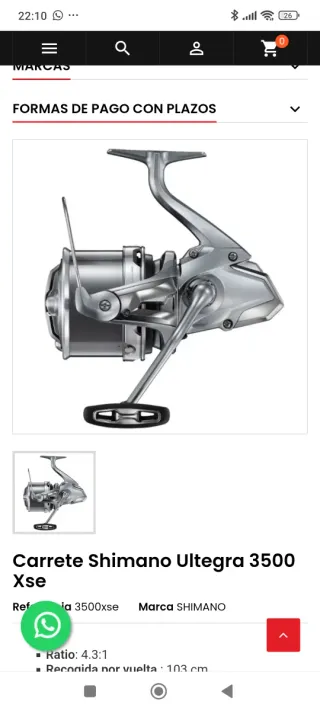 Carrete Shimano Ultegra  XSE. 3500.  637769602