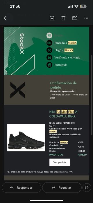 Nike TN Air Max Plus A Cold Wall 41