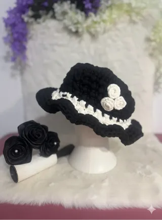 Bolso Crochet Flor Trapillo Negro y Amarillo