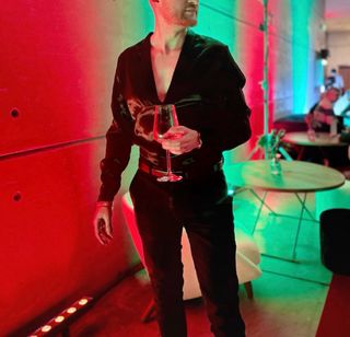 Camisa hombre satén negra