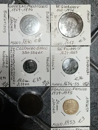 Lotto 20 monete romane, spagnole, UK