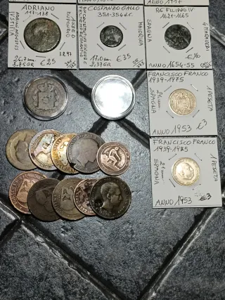 Lotto 20 monete romane, spagnole, UK