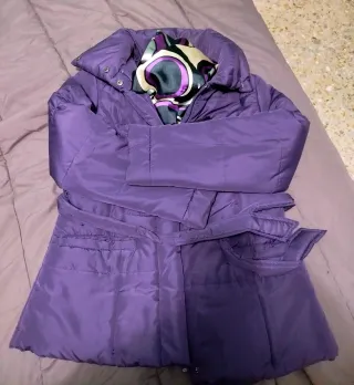 Giubbotto donna viola con cintura