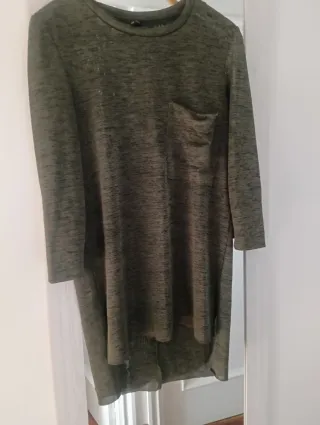 Camiseta larga verde S