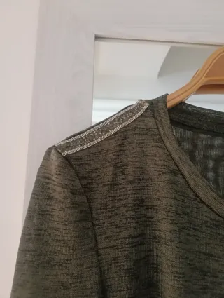 Camiseta larga verde S