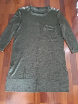 Camiseta larga verde S