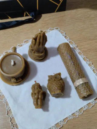Set 5 candele cera d'api fatte a mano