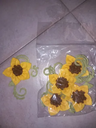 5 decorazioni girasoli feltro fatte a mano
