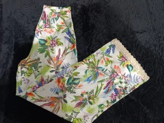 Pantalón Palazzo Estampado Tropical Mujer