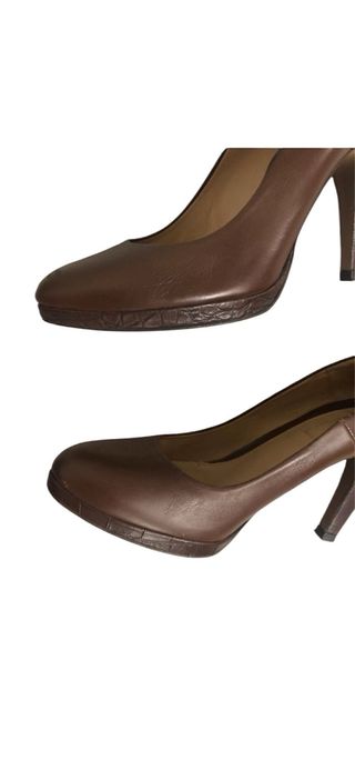 Zapatos de tacón Massimo Dutti piel marrón