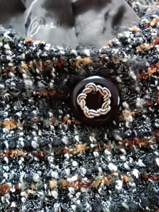 Traje Tweed con Lana Chaqueta y Falda Talla 52