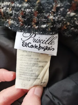 Traje Tweed con Lana Chaqueta y Falda Talla 52