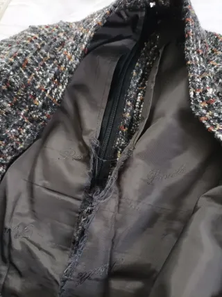 Traje Tweed con Lana Chaqueta y Falda Talla 52