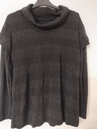 Jersey cuello alto rayas gris