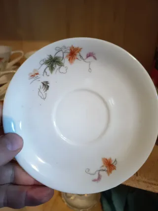 Set 4 Tazze e Piattini Porcellana Fiori