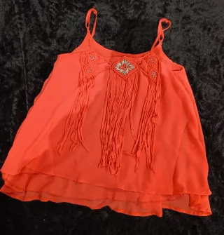 Top tirantes mujer con flecos y pedrería