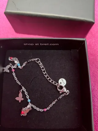 Bracciale S.Steel con farfalle e perline