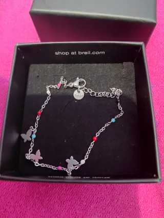 Bracciale S.Steel con farfalle e perline