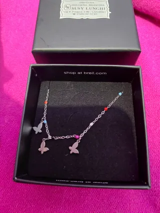 Bracciale S.Steel con farfalle e perline