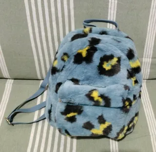 Mochila de pelo con estampado de leopardo
