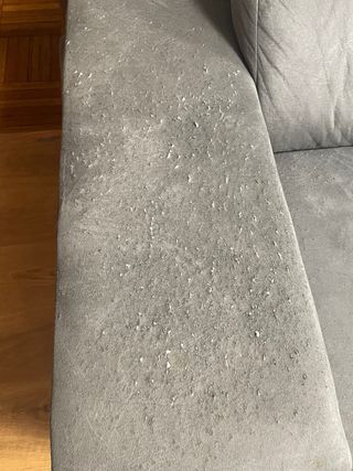 Sofá chaise longue gris 3 plazas + 2 pufs