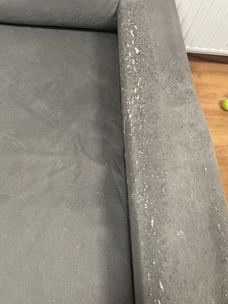 Sofá chaise longue gris 3 plazas + 2 pufs