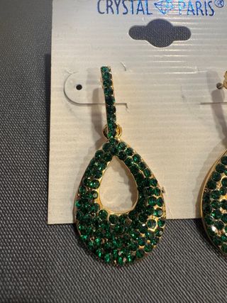 Pendientes lágrima verdes y dorados