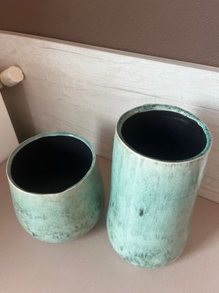 Jarrones floreros diseño azul turquesa degradado