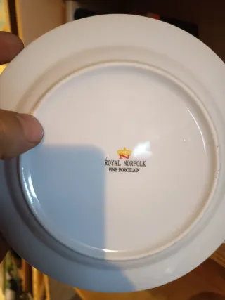 Set 5 Piatti Porcellana Fiori Giallo Blu