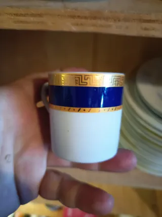 Servizio Tazze Caffè con Piattini Blu Oro