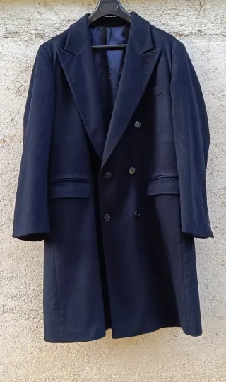 Cappotto Vintage Uomo Puro Cashmere Blu