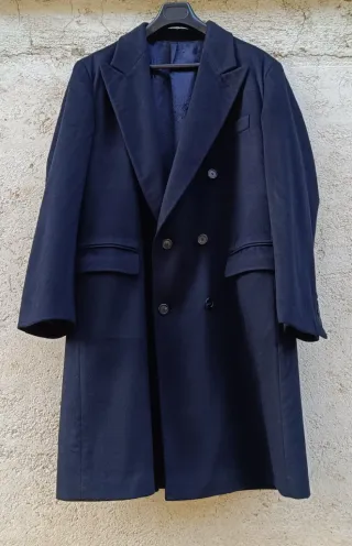 Cappotto Vintage Uomo Puro Cashmere Blu